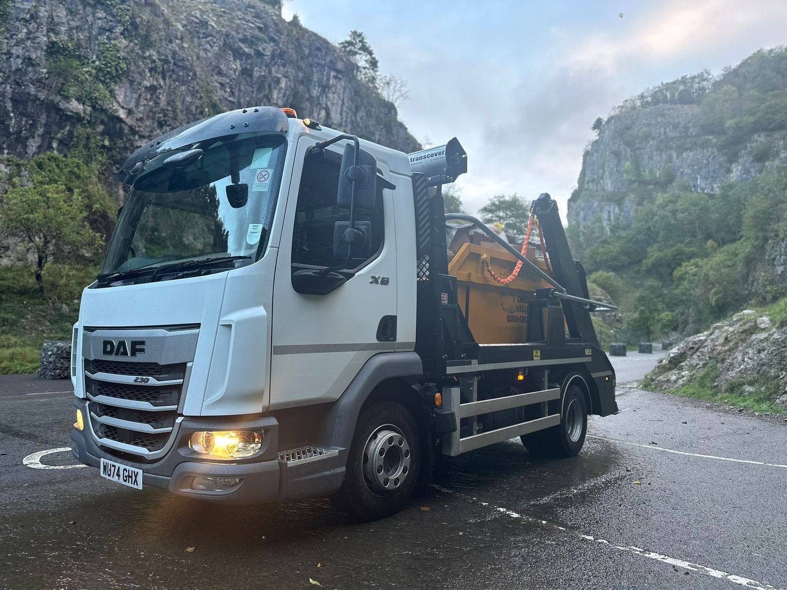 Our skip lorry in Cheddar Gorge